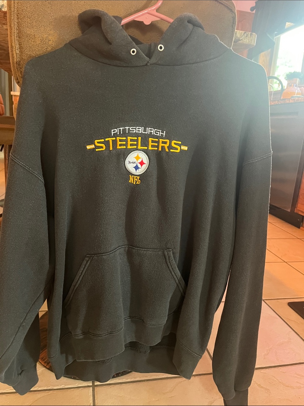Lee Black Pittsburgh Steelers Hooded Sweatshirt with Yellow Logo